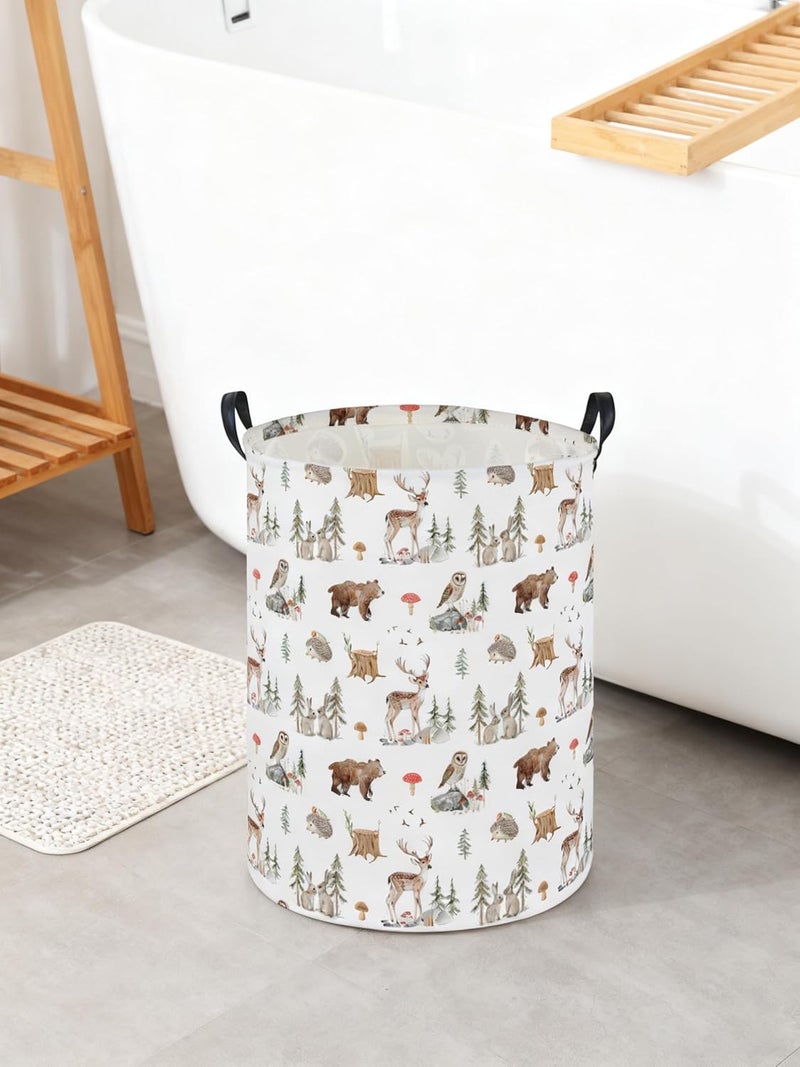 DDBASKET Kids Laundry Basket Animal Hamper for Nursery Woodland Hamper Cute Kids Storage Bin Organizer Room Decor for Home(Woodland animal) - Image 3